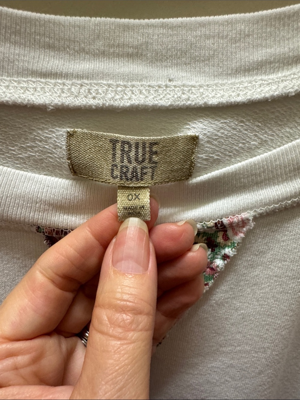 True Craft White Pullover with Dusty Rose Raglan Sleeves - Picture 3 of 8